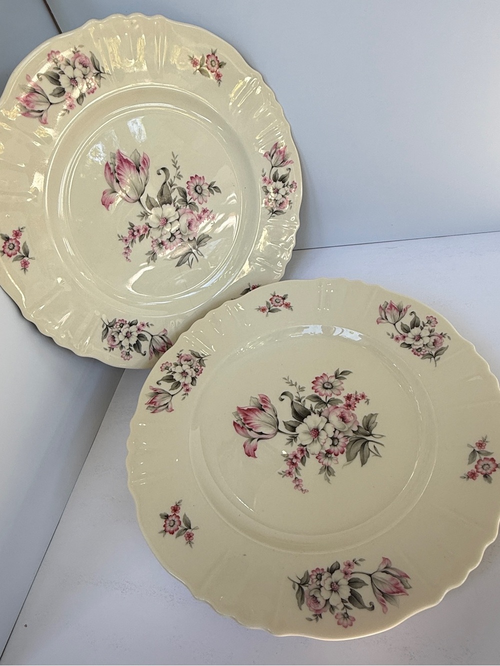 Vintage Aberdeen China Ohio Moss Rose 10 1/2'' Dinner Plates, Set Of 2, READ 3lb